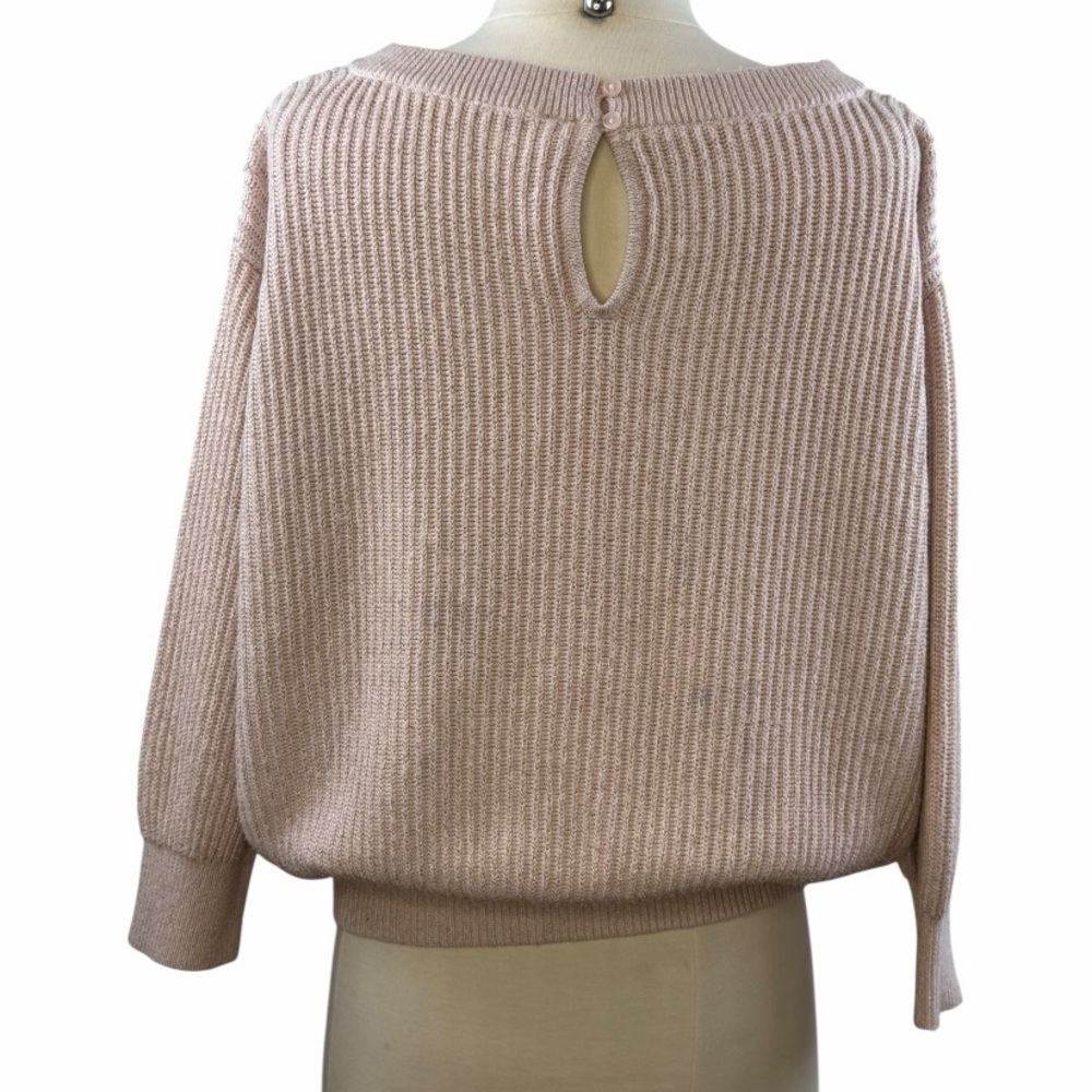 By Anthropologie Sweater Blush Crew Neck Large Knit Light Pink Gold - Picture 6 of 11